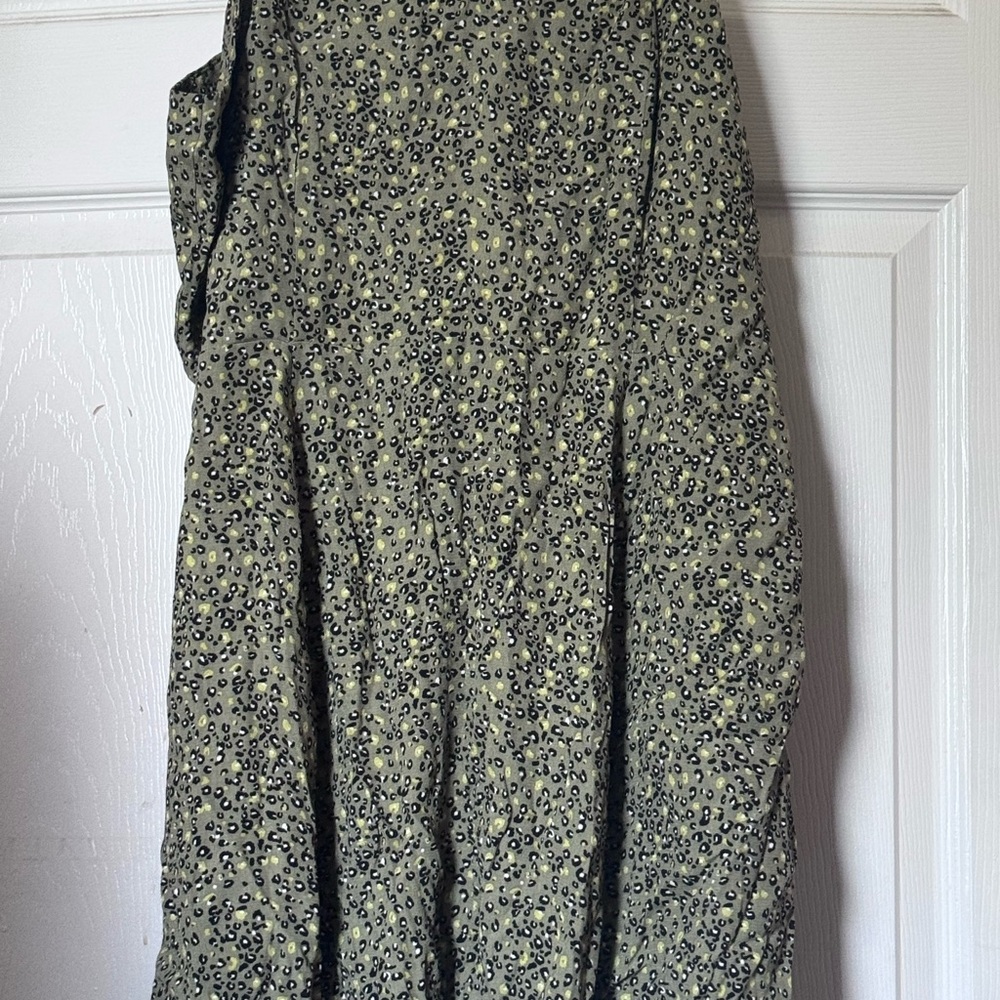 Calvin Klein Green and White Midi A-Line Dress